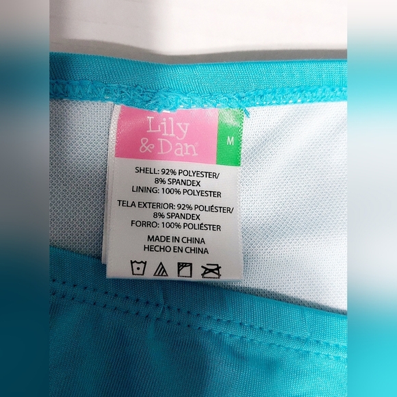 ⭐️5/$25 Lily and Dan 2 piece tankini green and blue striped girls size M - Picture 4 of 6